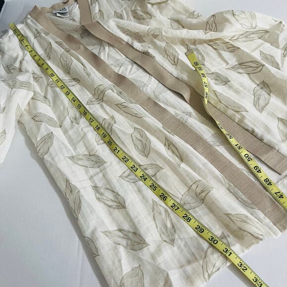 R & M Richards Cream Leaf Print Open Front Kimono Jacket Size 16 - Picture 7 of 8